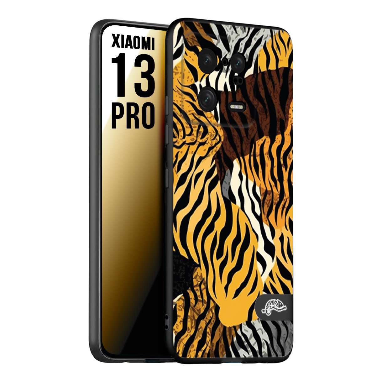 CUSTOMIZZA - Custodia cover nera morbida in tpu compatibile per Xiaomi 13 PRO leopardato tigrato tiger colorata donna fashion estate