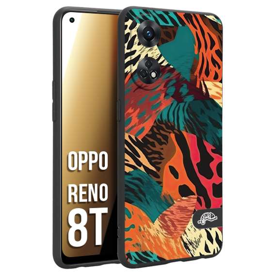 CUSTOMIZZA - Custodia cover nera morbida in tpu compatibile per Oppo Reno 8T leopardato tigrato tiger colorata summer arancio verde fucsia