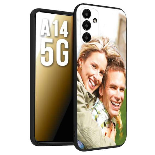 CUSTOMIZZA - Custodia cover nera morbida in tpu compatibile per Samsung A14 5G personalizzata con foto immagine scritta a piacere