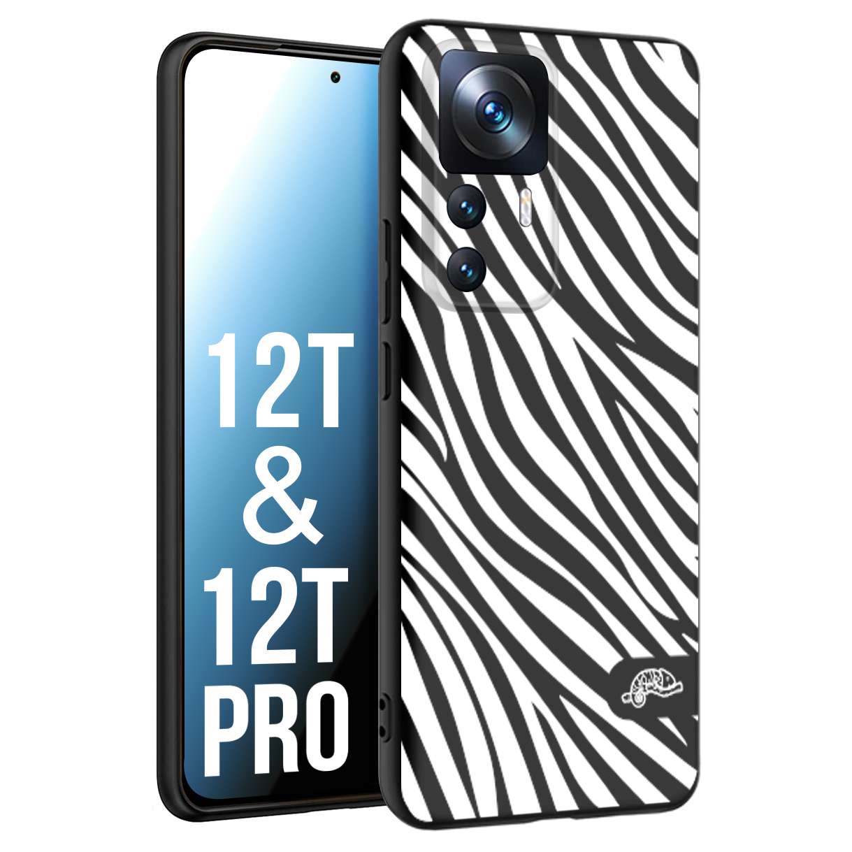 CUSTOMIZZA - Custodia cover nera morbida in tpu compatibile per Xiaomi 12T - 12T PRO zebrata maculata a rilievo soft touch donna bianca