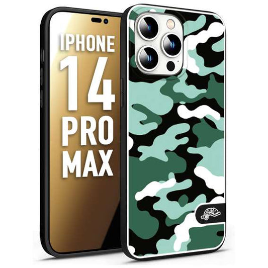 CUSTOMIZZA - Custodia cover nera morbida in tpu compatibile per iPhone 14 PRO MAX camouflage mimetico militare verde green