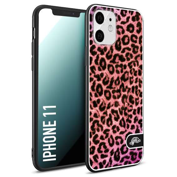 CUSTOMIZZA - Custodia cover nera morbida in tpu compatibile per iPhone 11 leopardato maculato donna rosa leopard