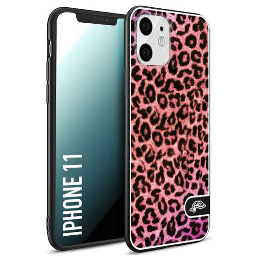 CUSTOMIZZA - Custodia cover nera morbida in tpu compatibile per iPhone 11 leopardato maculato donna rosa leopard