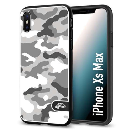 CUSTOMIZZA - Custodia cover nera morbida in tpu compatibile per iPhone Xs Max camouflage mimetico militare bianco white