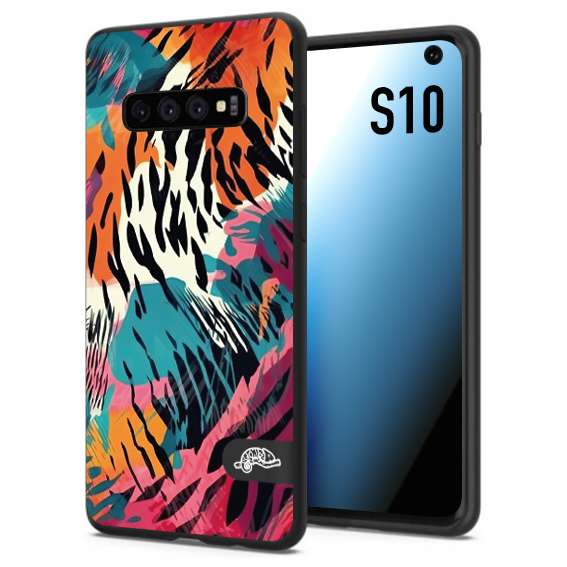 CUSTOMIZZA - Custodia cover nera morbida in tpu compatibile per Samsung S10 leopardato maculato tigrato tiger colorata summer color