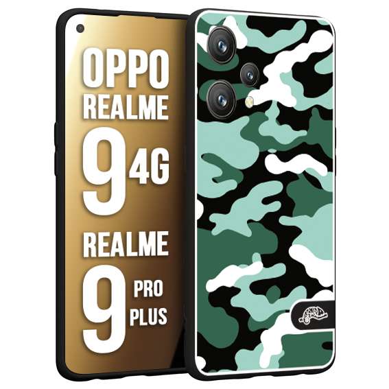 CUSTOMIZZA - Custodia cover nera morbida in tpu compatibile per Oppo Realme 9 4G - 9 PRO PLUS camouflage mimetico militare verde green