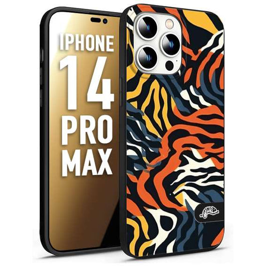 CUSTOMIZZA - Custodia cover nera morbida in tpu compatibile per iPhone 14 PRO MAX leopardato maculato tigrato tiger colorata gialla blu arancio