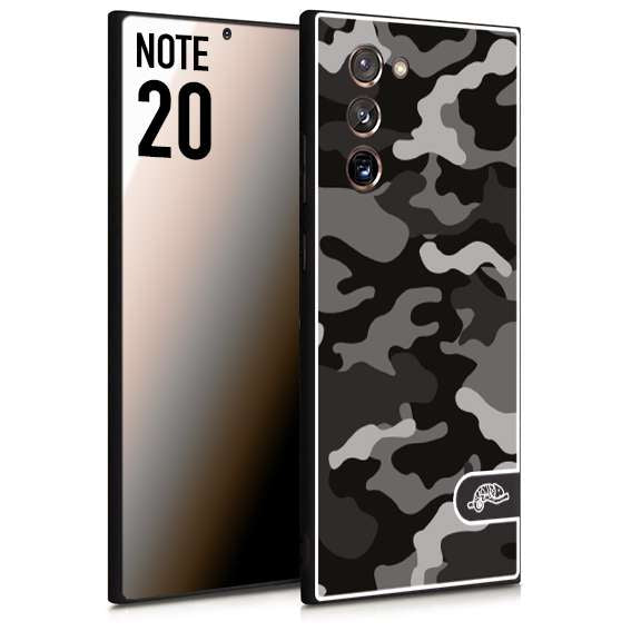 CUSTOMIZZA - Custodia cover nera morbida in tpu compatibile per Samsung NOTE 20 camouflage mimetico militare nero black grigio