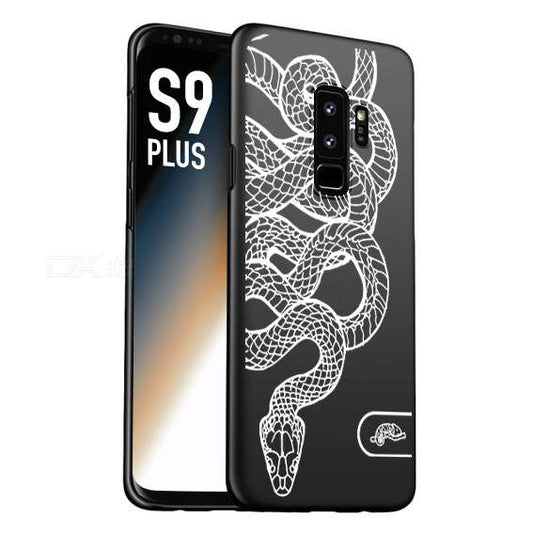 CUSTOMIZZA - Custodia cover nera morbida in tpu compatibile per Samsung S9 PLUS serpente snake bianco a rilievo disegnato tattoo tatuaggio