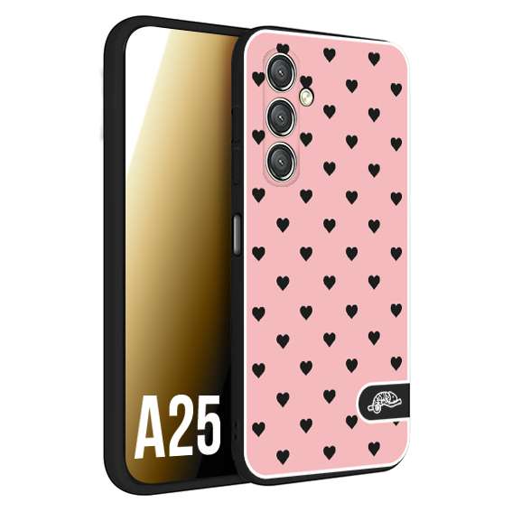 CUSTOMIZZA - Custodia cover nera morbida in tpu compatibile per Samsung A25 cuori pois rosa donna pin up vintage