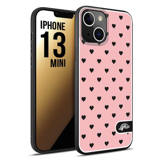 CUSTOMIZZA - Custodia cover nera morbida in tpu compatibile per iPhone 13 MINI cuori pois rosa donna pin up vintage