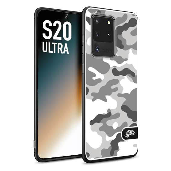 CUSTOMIZZA - Custodia cover nera morbida in tpu compatibile per Samsung S20 ULTRA camouflage mimetico militare bianco white