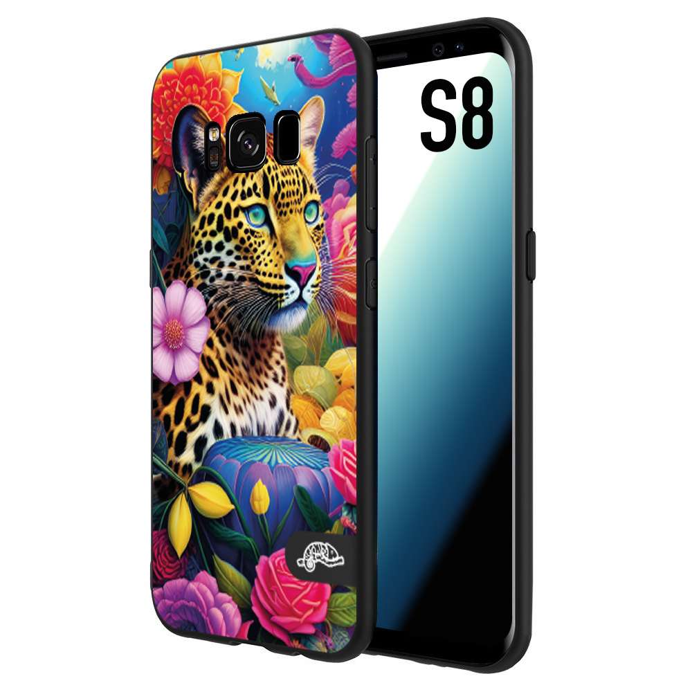 CUSTOMIZZA - Custodia cover nera morbida in tpu compatibile per Samsung S8 fiori astratti donna flower fantasia leopardo ghepardo animali colorati