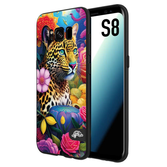 CUSTOMIZZA - Custodia cover nera morbida in tpu compatibile per Samsung S8 fiori astratti donna flower fantasia leopardo ghepardo animali colorati