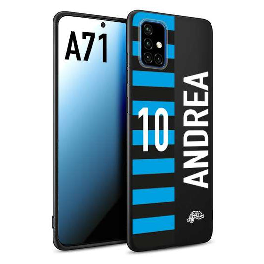 CUSTOMIZZA - Custodia cover nera morbida in tpu compatibile per Samsung A71 personalizzata calcio football nome e numero calciatori nerazzurra