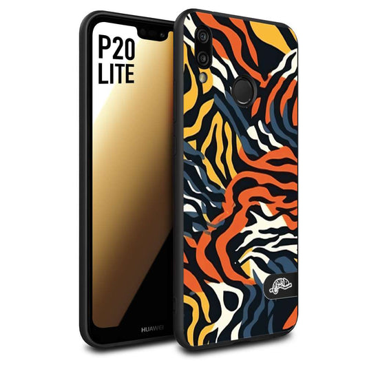 CUSTOMIZZA - Custodia cover nera morbida in tpu compatibile per Huawei P20 LITE leopardato maculato tigrato tiger colorata gialla blu arancio