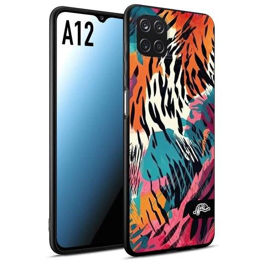 CUSTOMIZZA - Custodia cover nera morbida in tpu compatibile per Samsung A12 leopardato maculato tigrato tiger colorata summer color