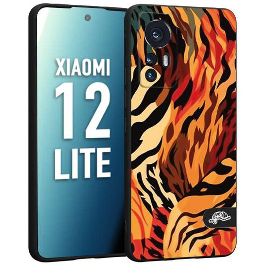 CUSTOMIZZA - Custodia cover nera morbida in tpu compatibile per Xiaomi 12 LITE leopardato maculato tigrato tiger colorata gialla rossa arancio