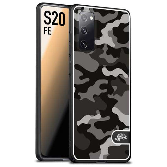 CUSTOMIZZA - Custodia cover nera morbida in tpu compatibile per Samsung S20 FE camouflage mimetico militare nero black grigio