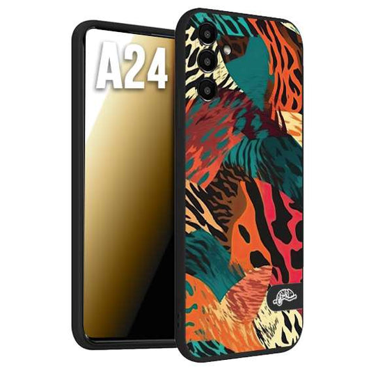 CUSTOMIZZA - Custodia cover nera morbida in tpu compatibile per Samsung A24 leopardato tigrato tiger colorata summer arancio verde fucsia