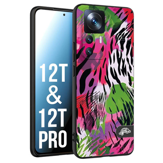 CUSTOMIZZA - Custodia cover nera morbida in tpu compatibile per Xiaomi 12T - 12T PRO leopardato tigrato tiger colorata summer color verde fucsia