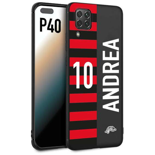 CUSTOMIZZA - Custodia cover nera morbida in tpu compatibile per Huawei P40 personalizzata calcio football nome e numero calciatori rossonera