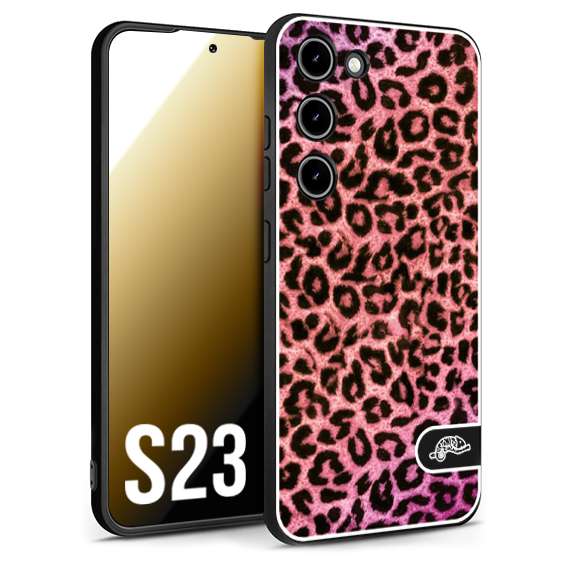 CUSTOMIZZA - Custodia cover nera morbida in tpu compatibile per Samsung S23 leopardato maculato donna rosa leopard