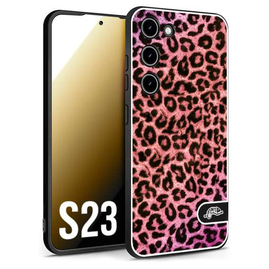 CUSTOMIZZA - Custodia cover nera morbida in tpu compatibile per Samsung S23 leopardato maculato donna rosa leopard