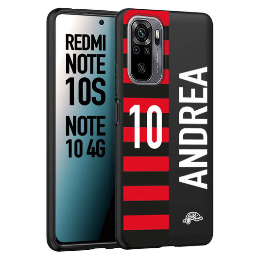 CUSTOMIZZA - Custodia cover nera morbida in tpu compatibile per Xiaomi Redmi Note 10S personalizzata calcio football nome e numero calciatori rossonera