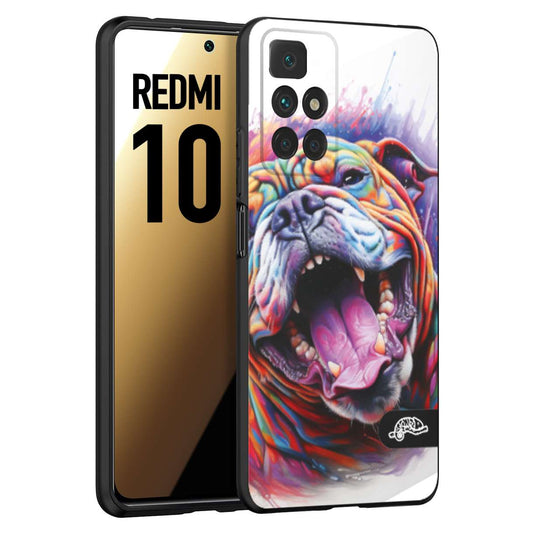 CUSTOMIZZA - Custodia cover nera morbida in tpu compatibile per Xiaomi Redmi 10 animali color bulldog cane dog colori vibranti disegnato schizzo