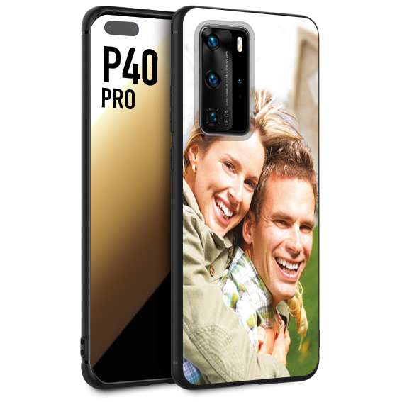 CUSTOMIZZA - Custodia cover nera morbida in tpu compatibile per Huawei P40 PRO personalizzata con foto immagine scritta a piacere