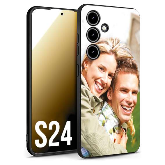 CUSTOMIZZA - Custodia cover nera morbida in tpu compatibile per Samsung S24 personalizzata con foto immagine scritta a piacere