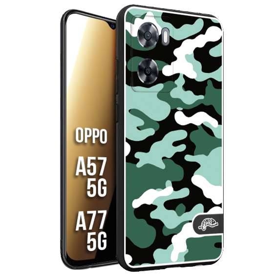 CUSTOMIZZA - Custodia cover nera morbida in tpu compatibile per Oppo A57 5G - A77 5G camouflage mimetico militare verde green