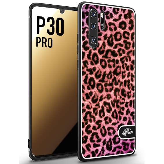 CUSTOMIZZA - Custodia cover nera morbida in tpu compatibile per Huawei P30 PRO leopardato maculato donna rosa leopard