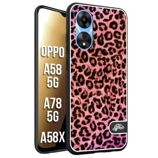 CUSTOMIZZA - Custodia cover nera morbida in tpu compatibile per Oppo A58 5G - A78 5G - A58X leopardato maculato donna rosa leopard