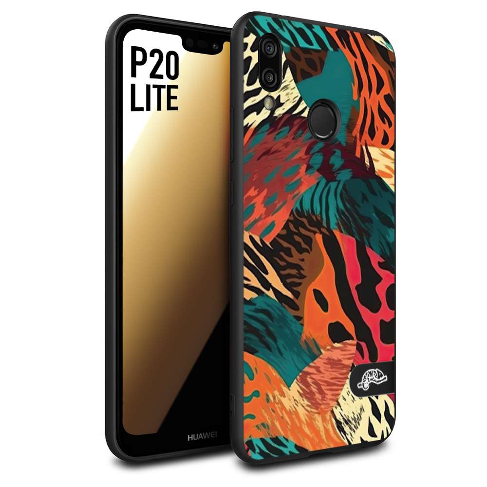 CUSTOMIZZA - Custodia cover nera morbida in tpu compatibile per Huawei P20 LITE leopardato tigrato tiger colorata summer arancio verde fucsia