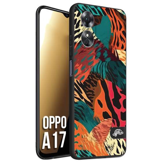 CUSTOMIZZA - Custodia cover nera morbida in tpu compatibile per Oppo A17 leopardato tigrato tiger colorata summer arancio verde fucsia