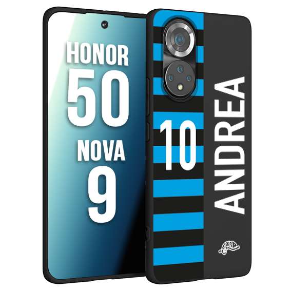 CUSTOMIZZA - Custodia cover nera morbida in tpu compatibile per Huawei Nova 9 - Honor 50 personalizzata calcio football nome e numero calciatori nerazzurra