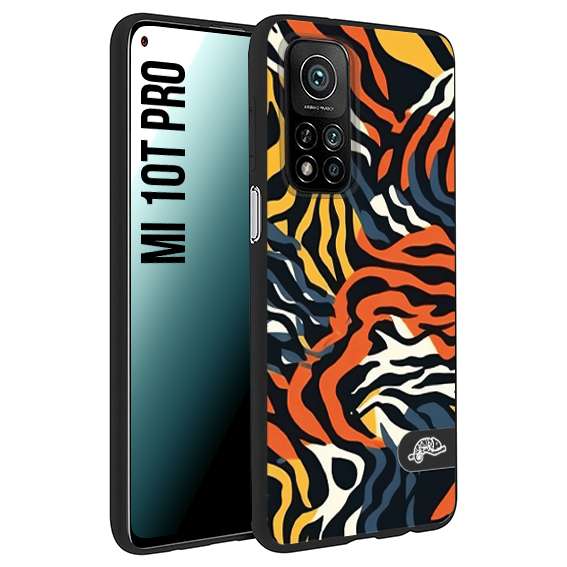 CUSTOMIZZA - Custodia cover nera morbida in tpu compatibile per Xiaomi Mi 10T PRO leopardato maculato tigrato tiger colorata gialla blu arancio