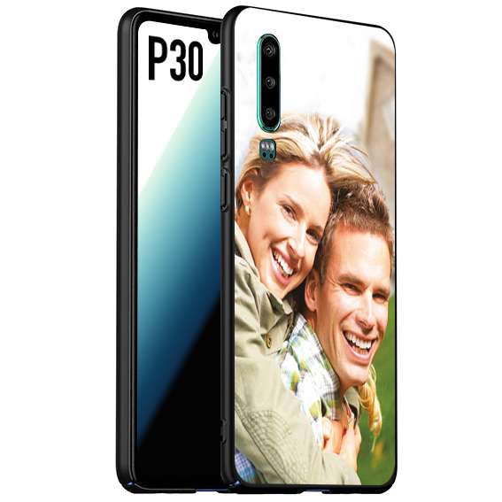 CUSTOMIZZA - Custodia cover nera morbida in tpu compatibile per Huawei P30 personalizzata con foto immagine scritta a piacere