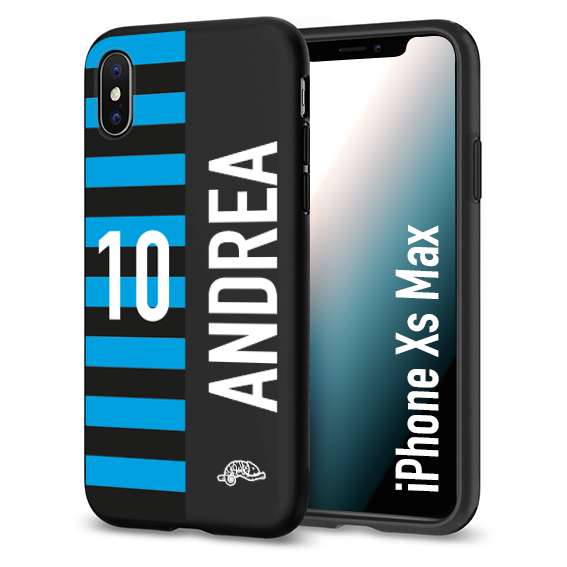 CUSTOMIZZA - Custodia cover nera morbida in tpu compatibile per iPhone Xs Max personalizzata calcio football nome e numero calciatori nerazzurra