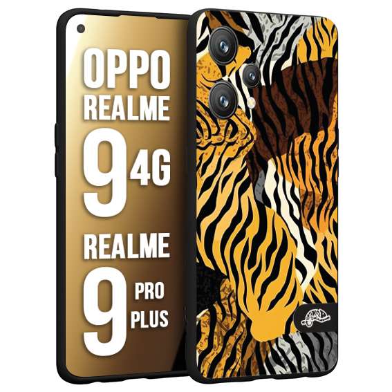 CUSTOMIZZA - Custodia cover nera morbida in tpu compatibile per Oppo Realme 9 4G - 9 PRO PLUS leopardato tigrato tiger colorata donna fashion estate