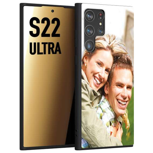 CUSTOMIZZA - Custodia cover nera morbida in tpu compatibile per Samsung S22 ULTRA personalizzata con foto immagine scritta a piacere