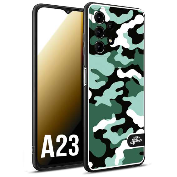 CUSTOMIZZA - Custodia cover nera morbida in tpu compatibile per Samsung A23 camouflage mimetico militare verde green