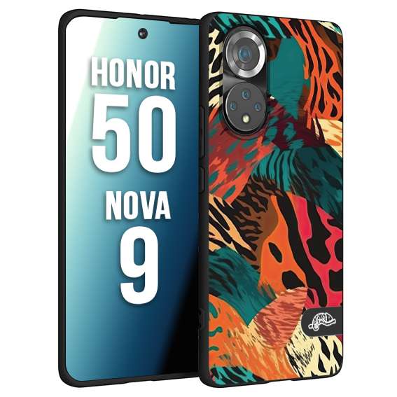 CUSTOMIZZA - Custodia cover nera morbida in tpu compatibile per Huawei Nova 9 - Honor 50 leopardato tigrato tiger colorata summer arancio verde fucsia