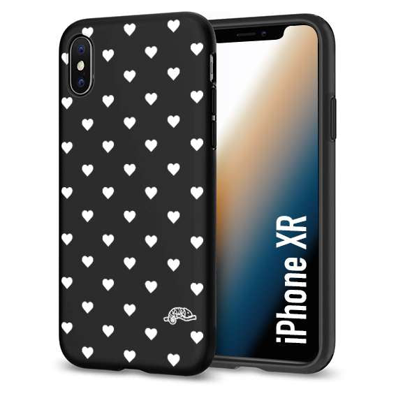 CUSTOMIZZA - Custodia cover nera morbida in tpu compatibile per iPhone Xr cuori pois bianchi donna pin up vintage