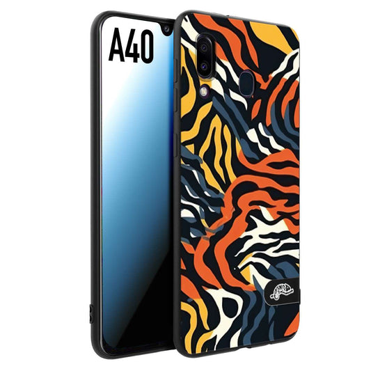 CUSTOMIZZA - Custodia cover nera morbida in tpu compatibile per Samsung A40 leopardato maculato tigrato tiger colorata gialla blu arancio