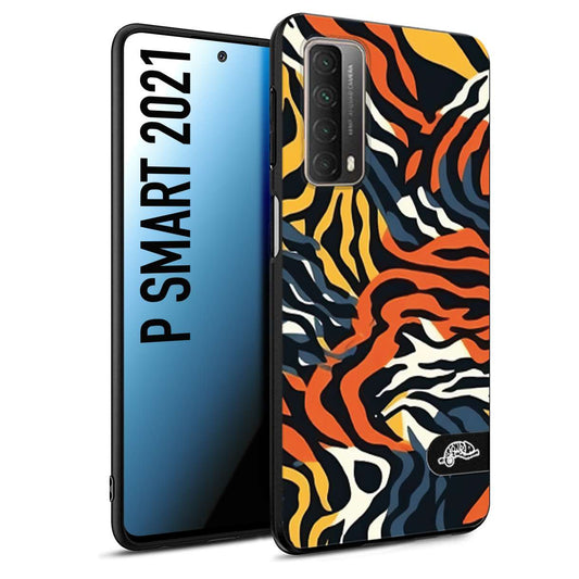 CUSTOMIZZA - Custodia cover nera morbida in tpu compatibile per Huawei P Smart 2021 leopardato maculato tigrato tiger colorata gialla blu arancio