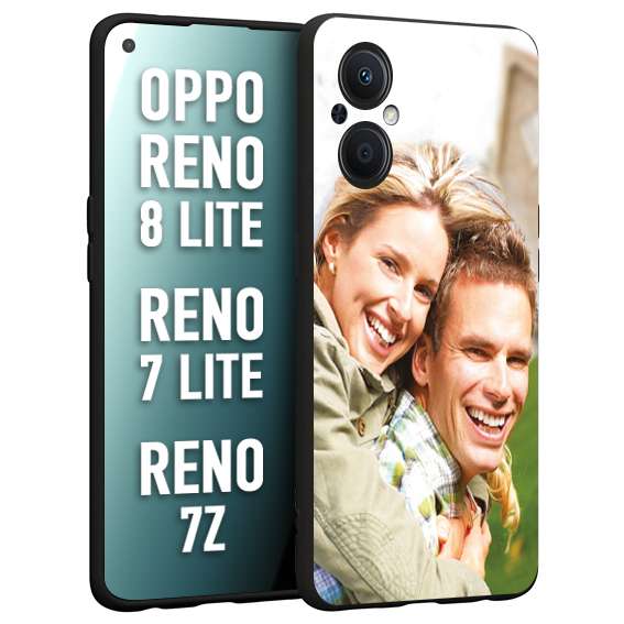 CUSTOMIZZA - Custodia cover nera morbida in tpu compatibile per Oppo Reno 7 Lite - 8 Lite - 7Z personalizzata con foto immagine scritta a piacere