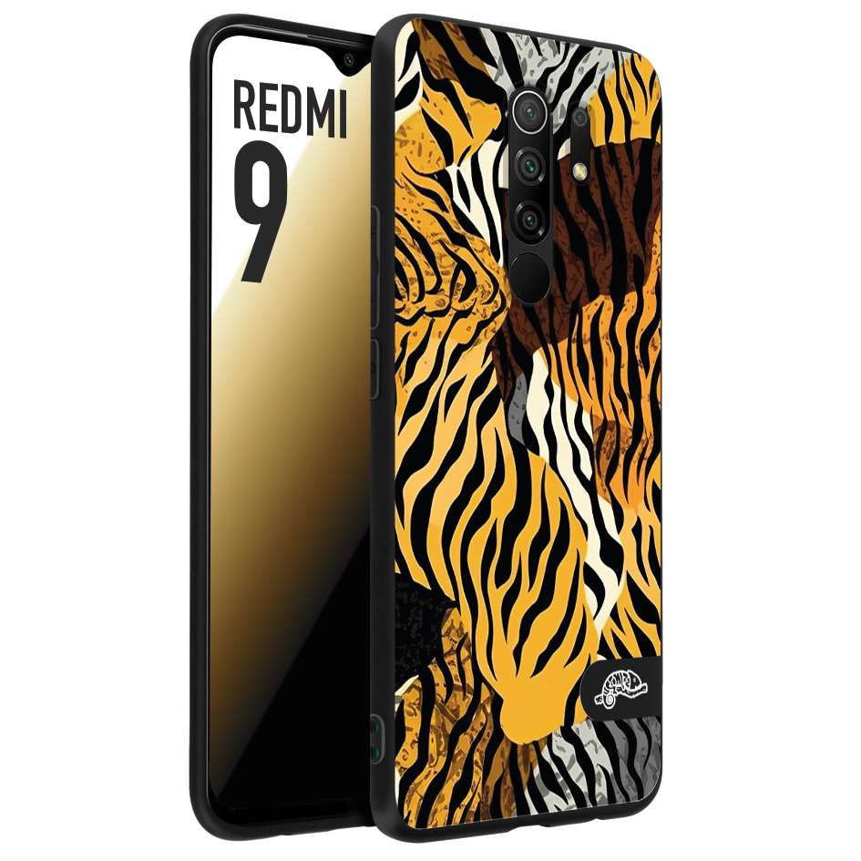 CUSTOMIZZA - Custodia cover nera morbida in tpu compatibile per Xiaomi Redmi 9 leopardato tigrato tiger colorata donna fashion estate